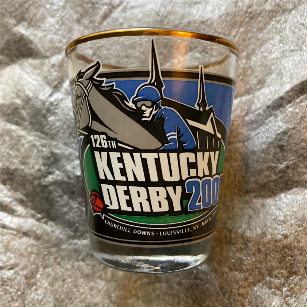 2000 Kentucky Derby Shot Glass - Gold Trim